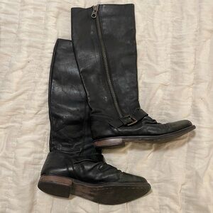 Women’s Steve Madden P- Lakke - Black Leat Knee High Boots